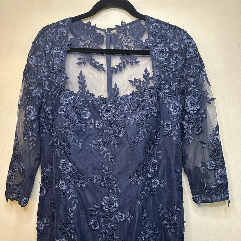 La Femme Navy Blue Sz12 Mermaid Gown - Picture 4 of 13